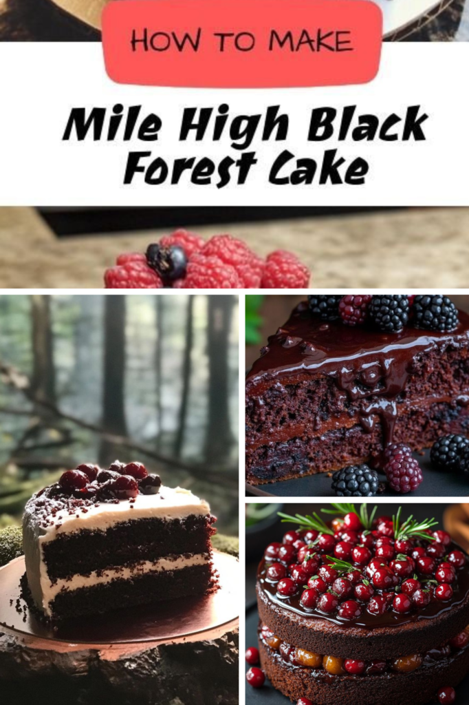 How to make Mile High Black Forest Cake with rich layers and berry toppings. Perfect dessert for celebrations.