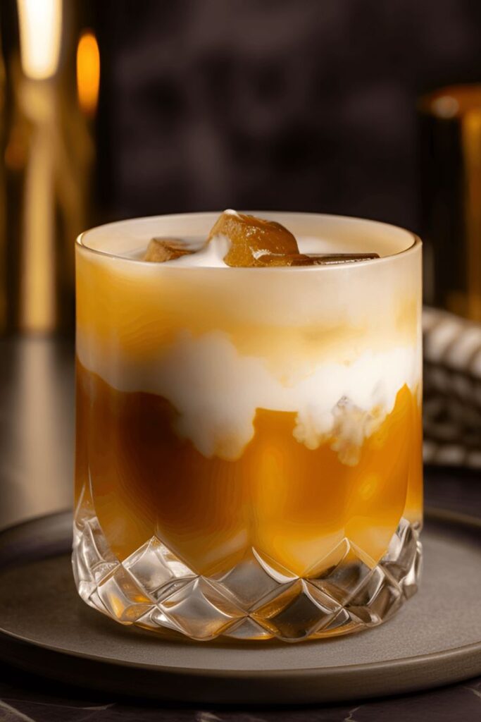 Iced coffee with creamy milk swirl in a glass tumbler, perfect for a refreshing afternoon drink.