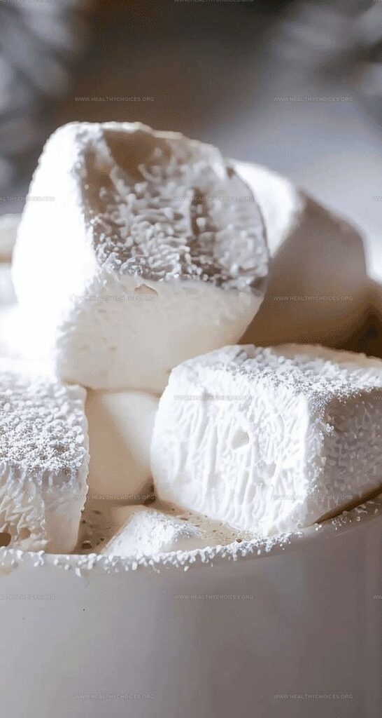 Fluffy white marshmallows stacked in a cup, ready for hot chocolate or roasting over a campfire.